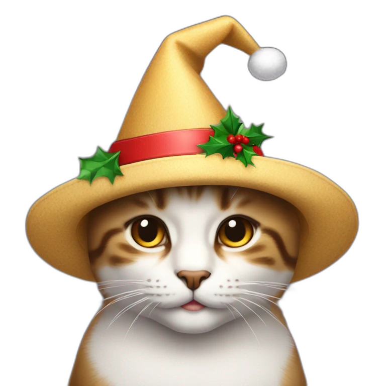 Gato con sombrero de navidad  emoji