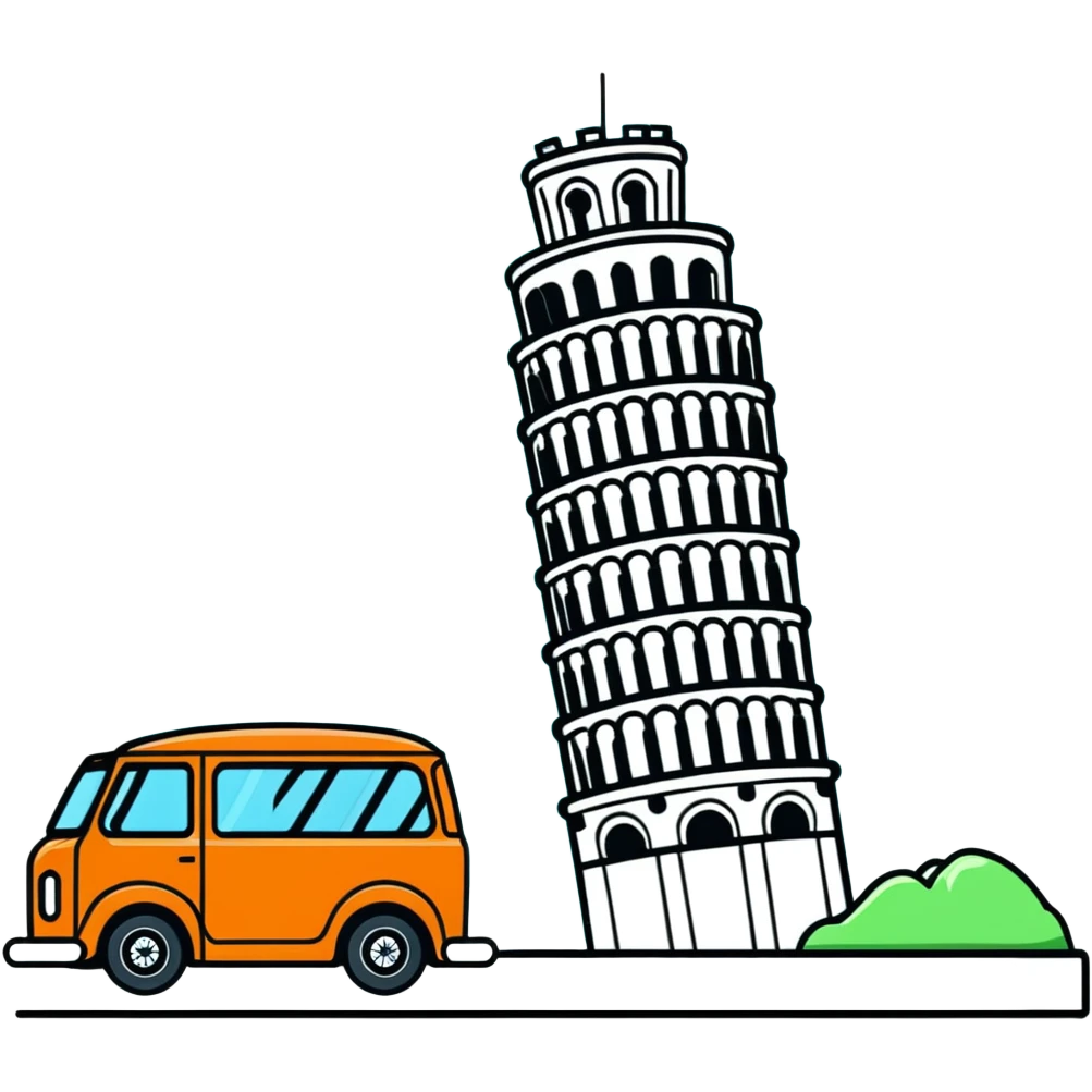 White colour van crashing into Pisa tower emoji