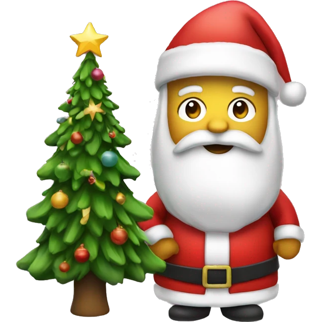 A Christmas tree with Santa next to it emoji