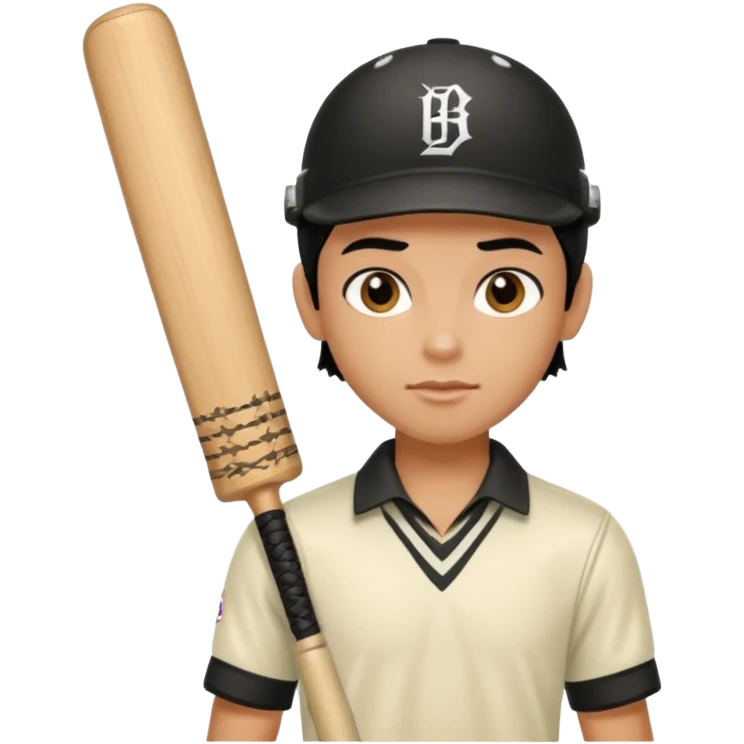 a pretty male bratz cricket player. black hair emoji