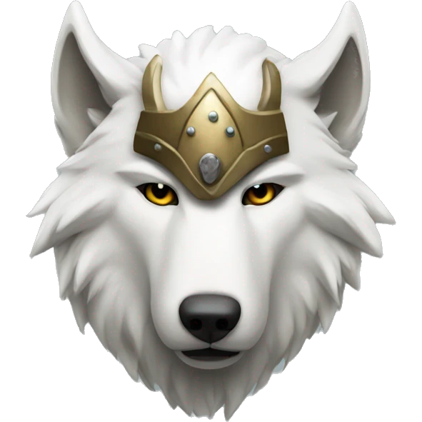 White wolf wearing a viking helmet emoji