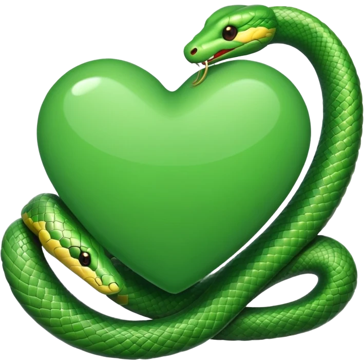 A green heart surrounded by a snake emoji