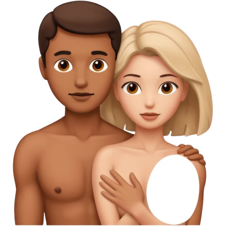 A naked woman and man in the 69 position emoji