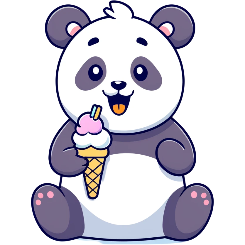 Panda eating ice cream emoji