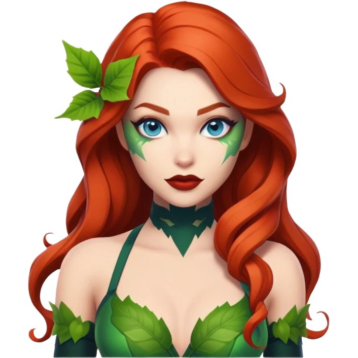 poison ivy fortnite skin blue eyes, lips same as body color emoji