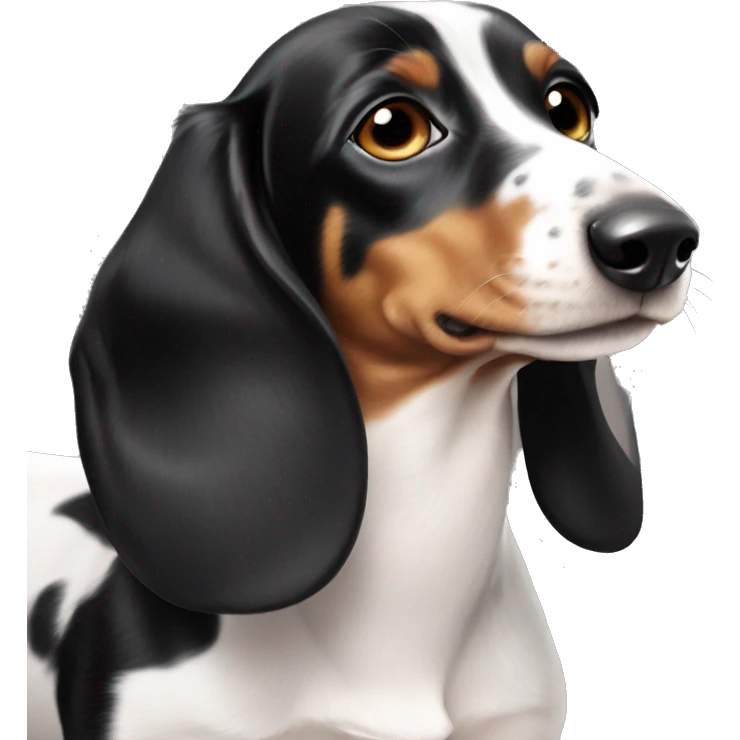 black white tan piebald dachshund  emoji