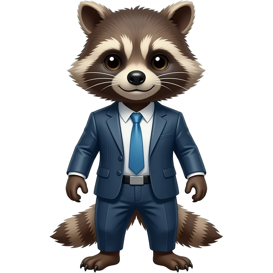 Create an emoji of rocket raccoon wearing his suit emoji