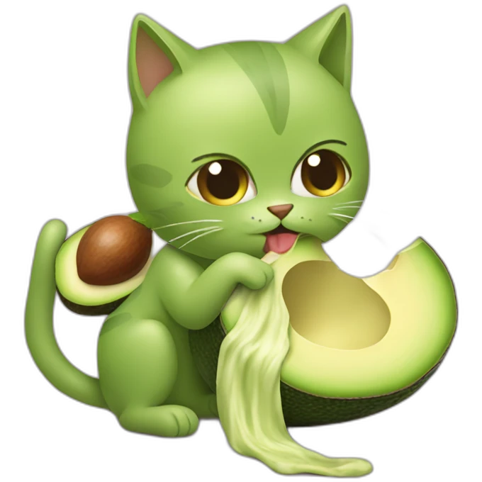 cat eating leg that is actually avocado emoji