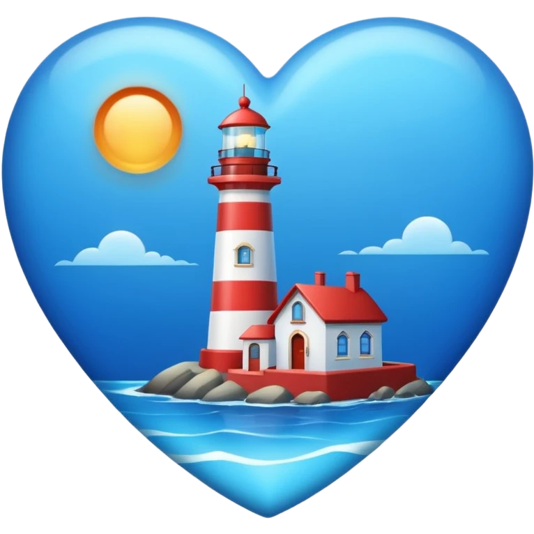 blue heart with a lighthouse emoji