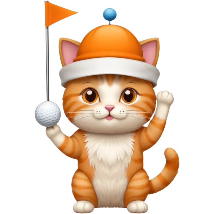 cat putting a golf ball, birthday hat on head emoji