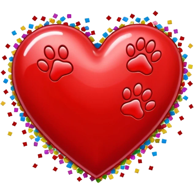 heart with a paw print and confetti emoji