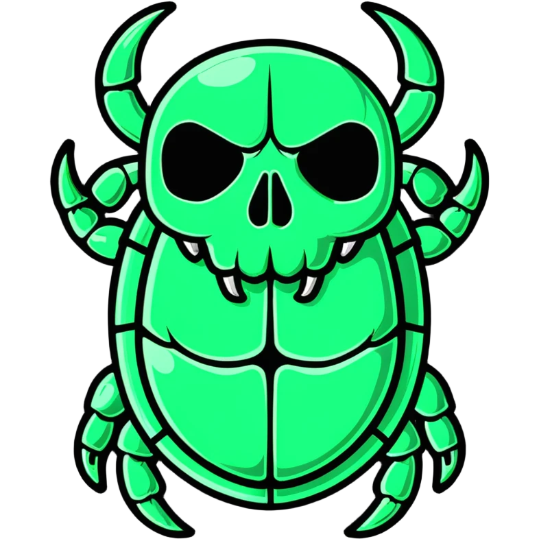 green shiny scarab with a skull as its body emoji