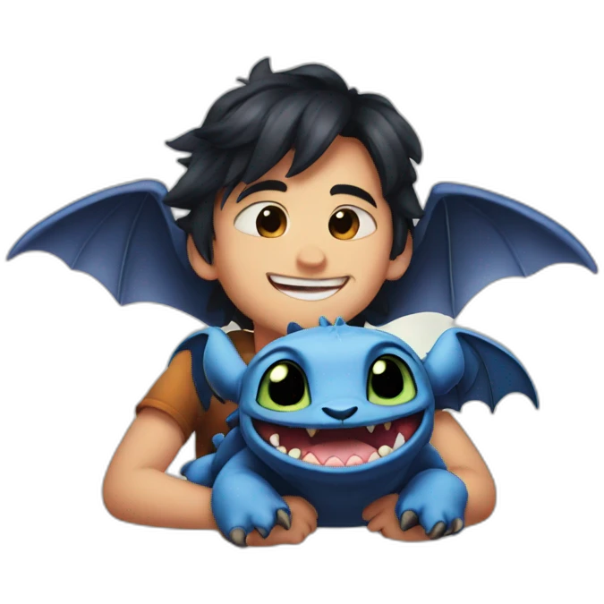 Stitch and Toothless as best friends emoji