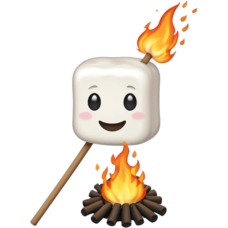 melting Marshmallow on stick at the fire emoji