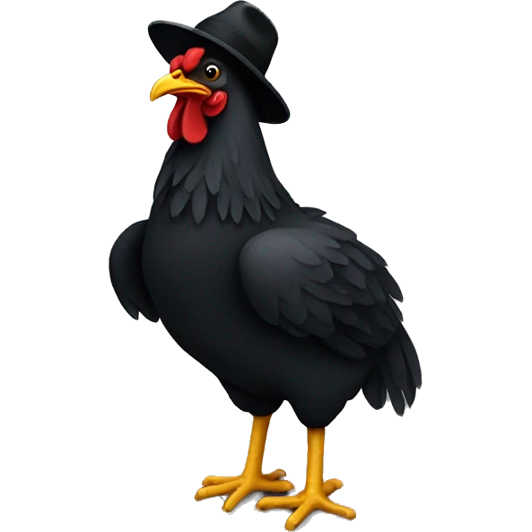Black chicken with wool hat emoji