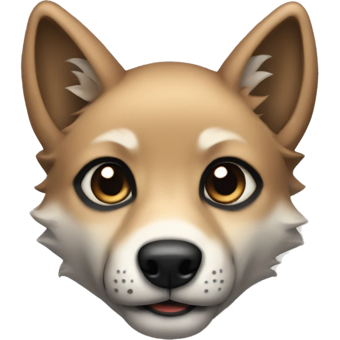 a light brown puppy-like wolf with black ears, black eyes emoji