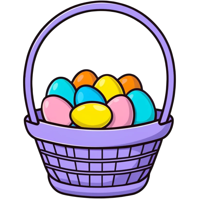 Easter basket filled with chocolate covered almonds emoji