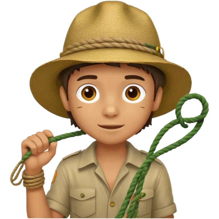 Boy + holding rope,Jungle Explorers. emoji