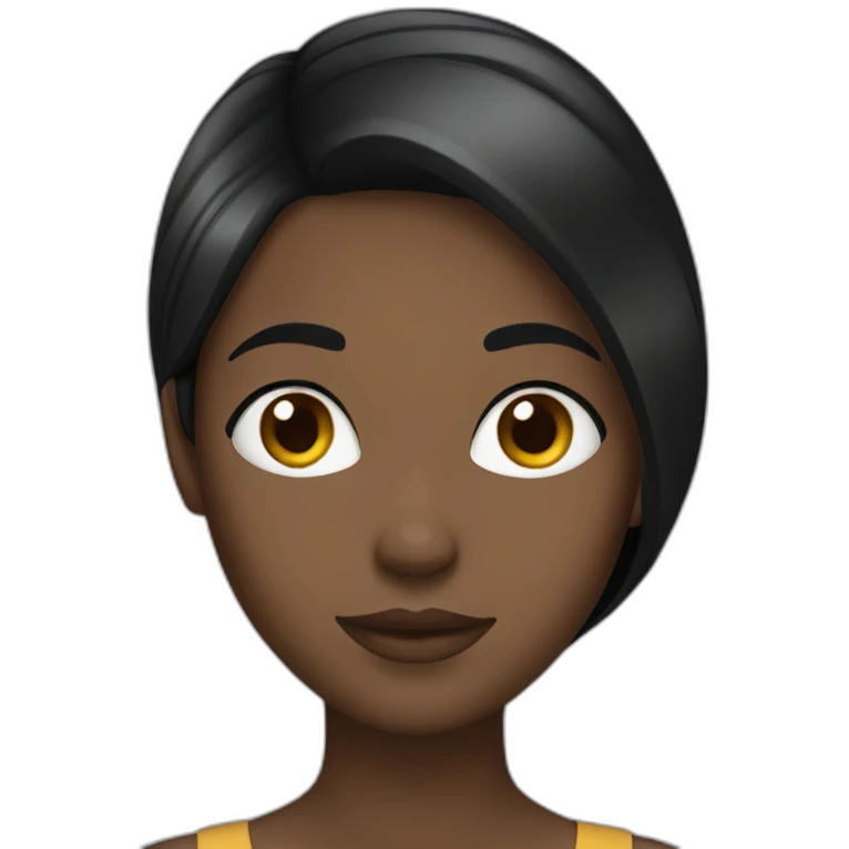 black girl with long straight black hair emoji