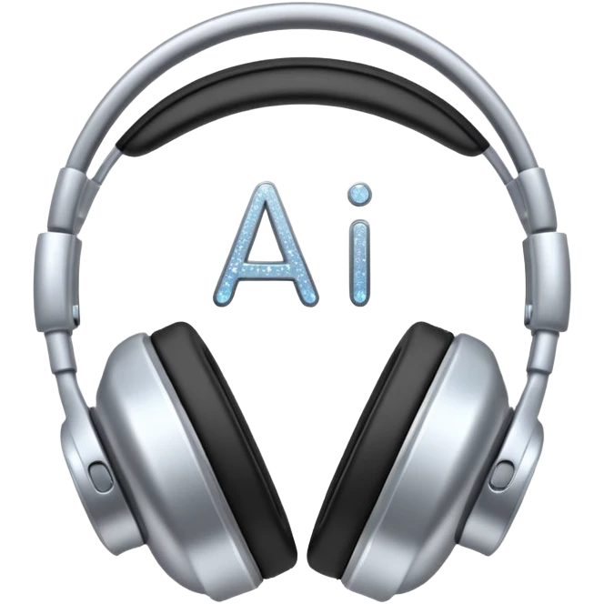 headphones with sparkles and AI letters emoji