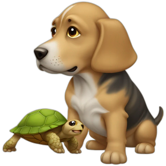 un chien sur une tortue emoji