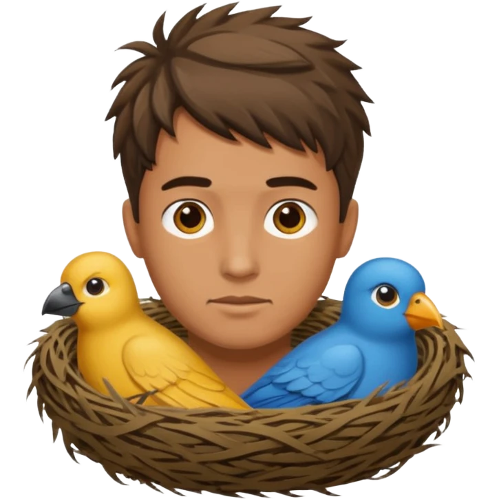 Man who has a Birds Nest haircut emoji