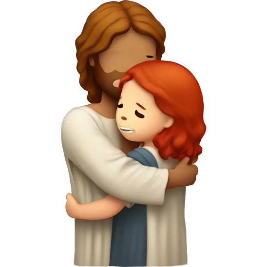 Jesus hugging red hair child  emoji