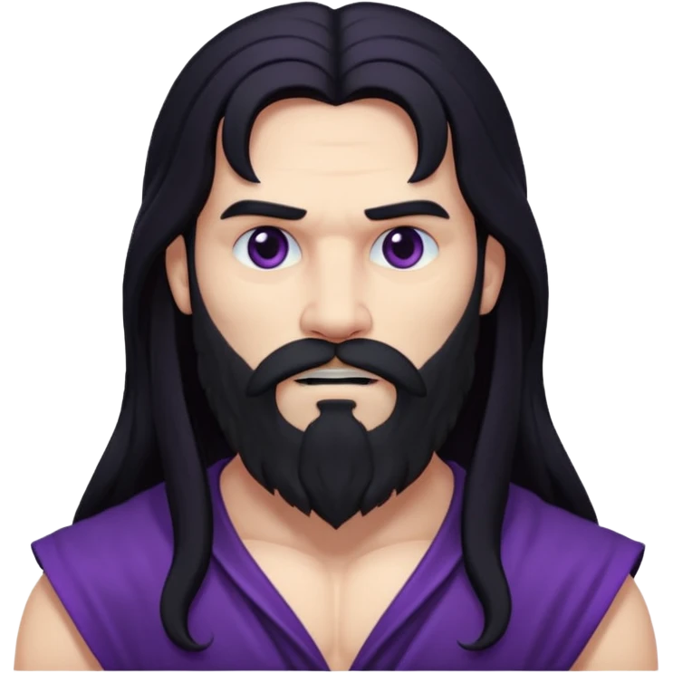 Pluto, God of Death from Gods and Goddesses with long black hair and beard, deep purple outfit emoji