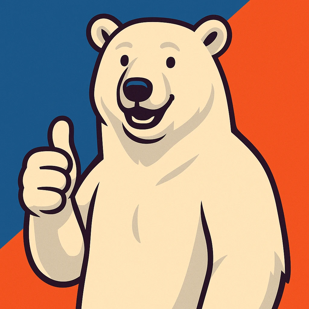 realistic polar bear giving a thumbs up emoji