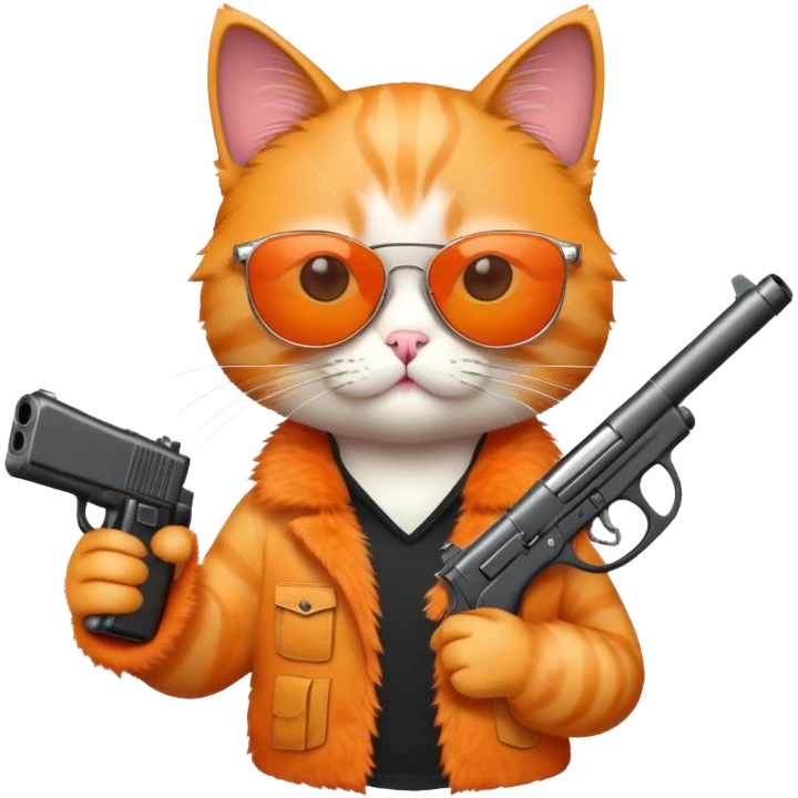 Cat wearing sunglasses and holding gun  emoji