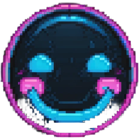 neon blue and pink glowing emoji emoji