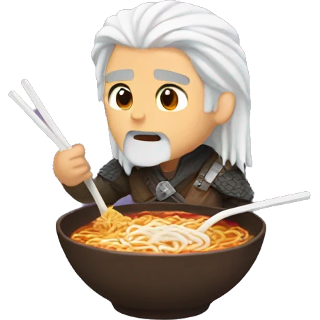 Geralt eating ramen emoji