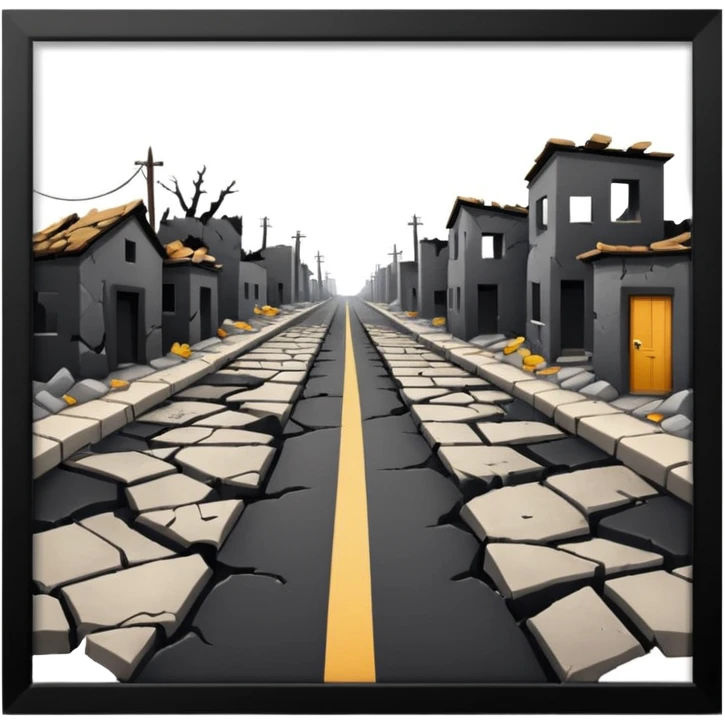 ruined town with horizontal destroyed road emoji