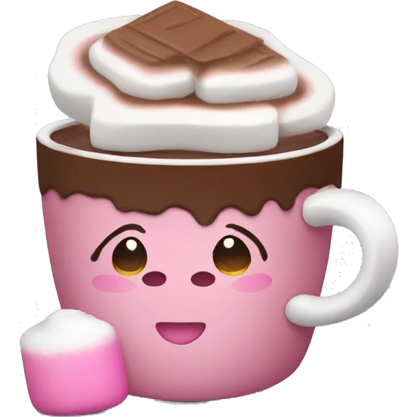 hot chocolate with pink marshmallow emoji