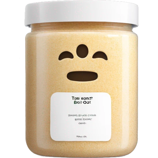 body scrub pot with label emoji