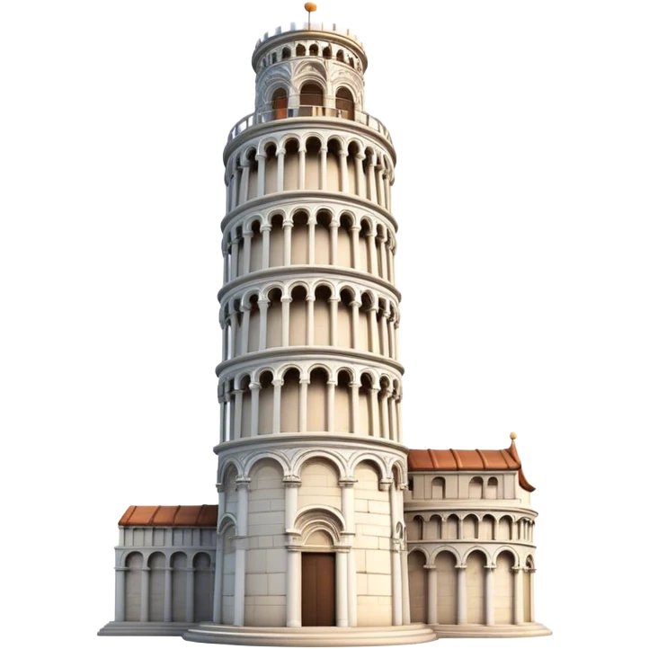 Cinematic Realistic Leaning Tower of Pisa Landmark Emoji, showcasing the iconic medieval tower with intricate stonework rendered with dynamic lighting and detailed textures. emoji