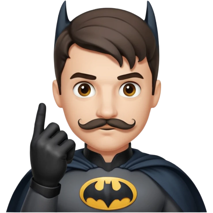 Young Batman curling his finger through his handlebar mustache emoji