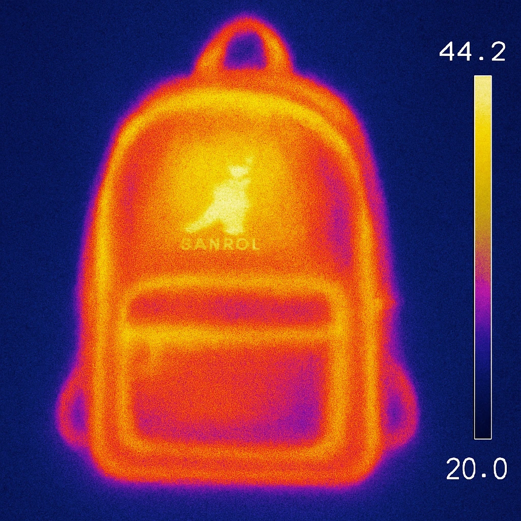 A Kangol backpack with small logo emoji