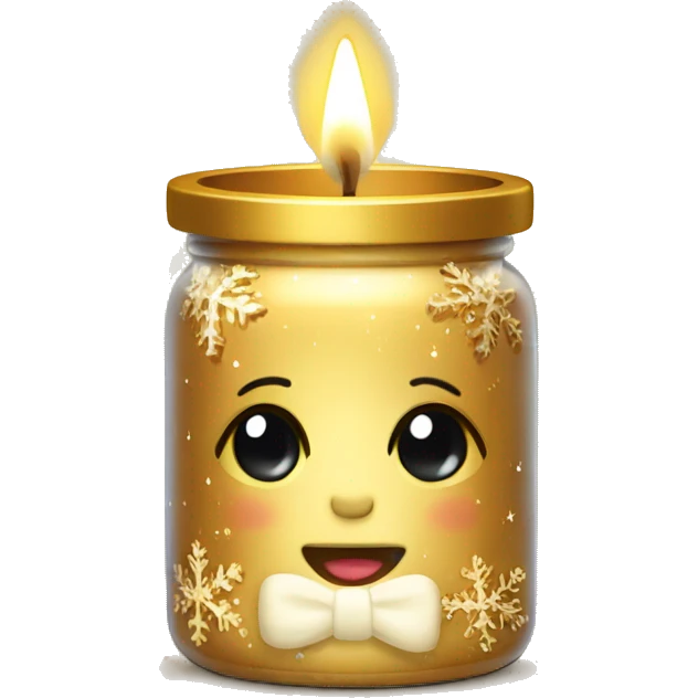 Cute golden xmas candle jar emoji