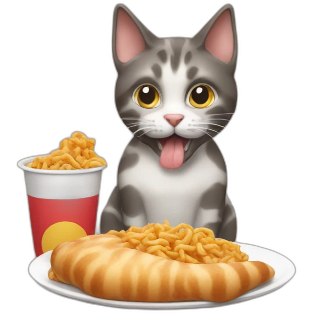 Cat eating greasy food emoji