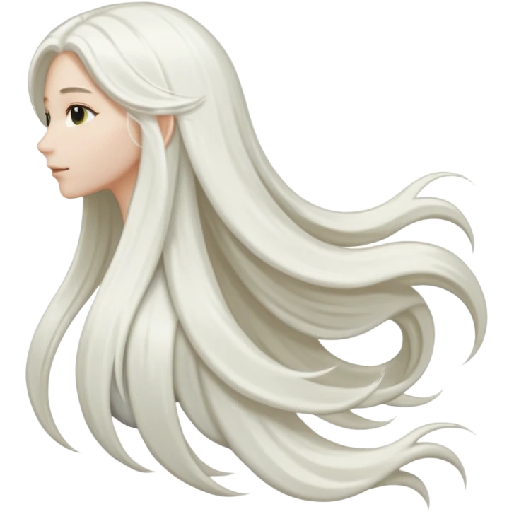 back view of long white hair emoji