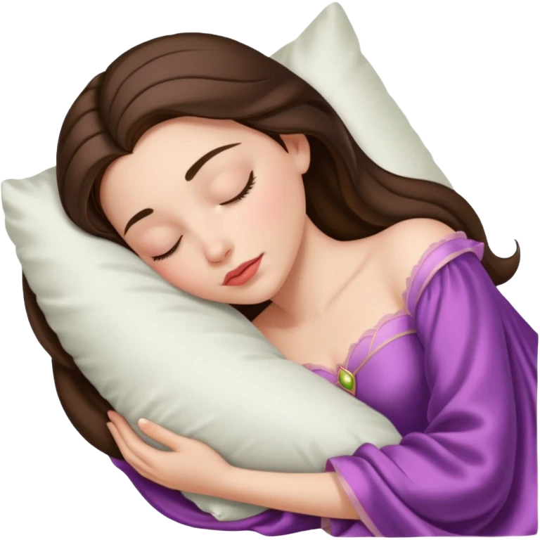 sleeping beauty brunette white girl with a silk pillow emoji