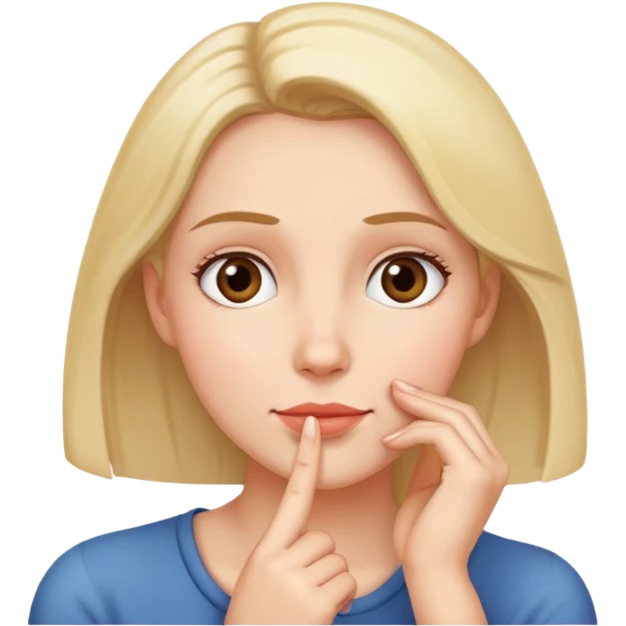 woman with hand on chin, looking up, thinking emoji
