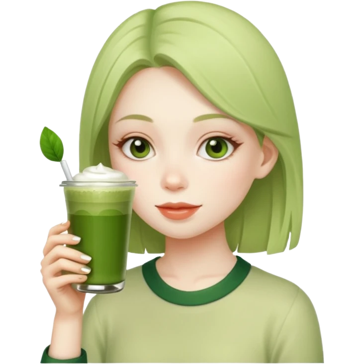 Girl with a matcha emoji