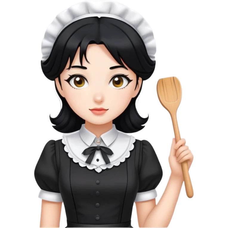 Girl without clothes with black hair sexy maid emoji