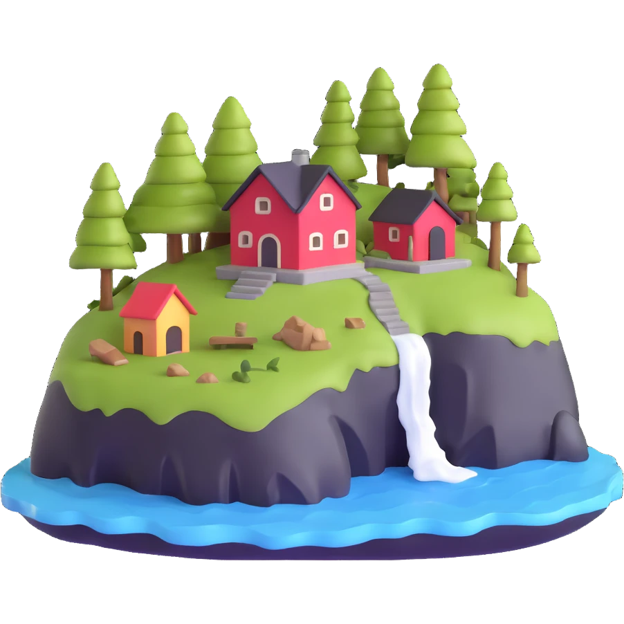 miniature island with little house emoji