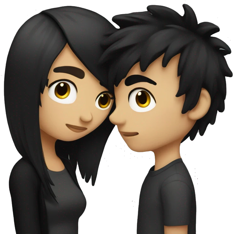 Black haired emo couple kissing  emoji