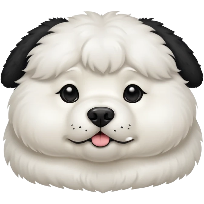 fat white dog with black ears emoji