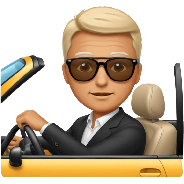 Boss moving car on street. emoji