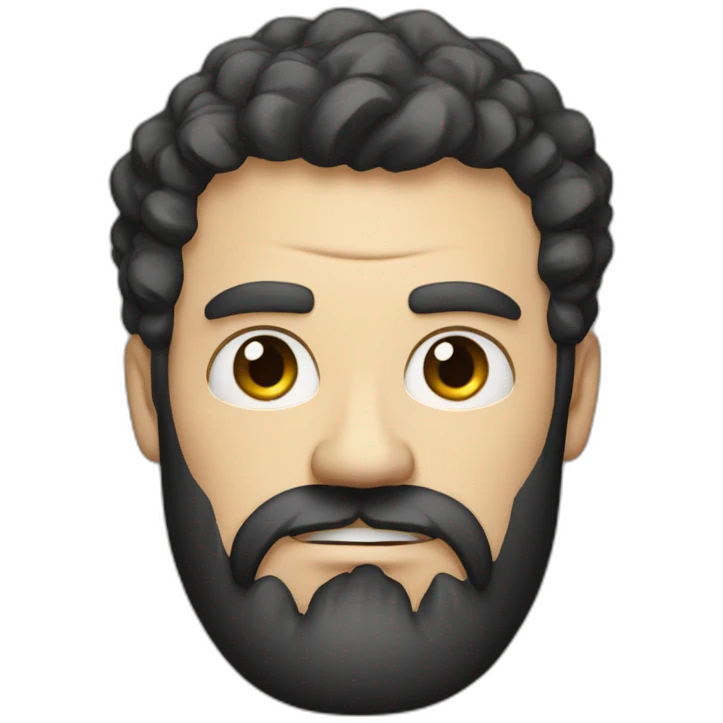 angry fierce white man, black beard and short curly hair, russian,  emoji